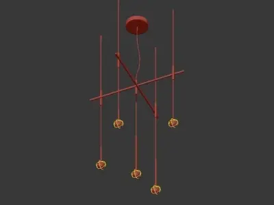 ALGORITHM modern chandelier with three metal rods hanging fro... 3D model