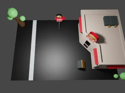Lowpoly  Burger house model  Free low-poly 3D model