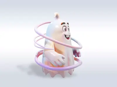 Cheerful Ghost Halloween Character 3D model purchase