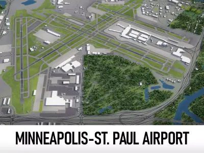Minneapolis - Saint Paul Airport Low-poly 3D model
