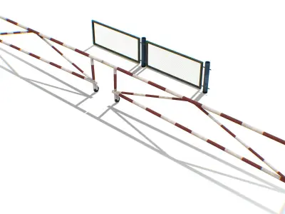 Military Security Gate Fence with Barrier Stop Low-poly 3D model