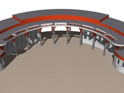 Semicircular building with colonnade 3D model