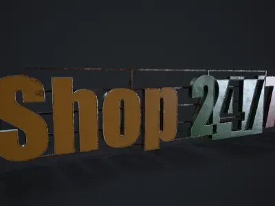 Shop 24 7 Sign  Low-poly 3D model