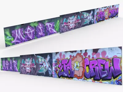 Big graffiti wall IV 3D model