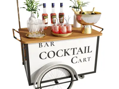 Drink cart white bar 3D model