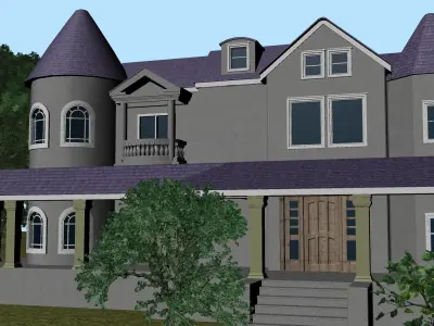 Realistic Mansion Environment Exterior Low-poly 3D model