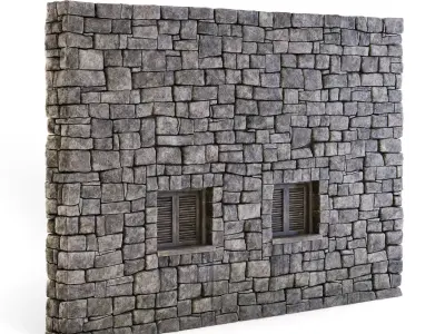 Forge Stone Wall with Windows 3D model