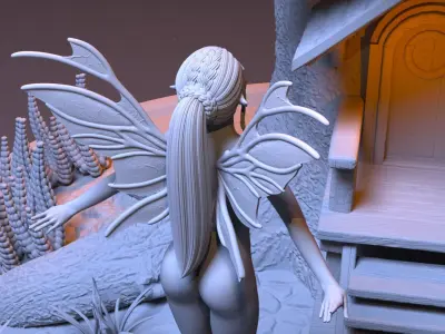 FAIRY AND DWARF DIORAMA 3D print model