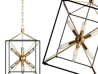 Hudson Valley 9 Light Pendant Aged Brass Glendale 3D model