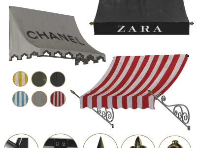 awning set kitbash 3D Model Pack