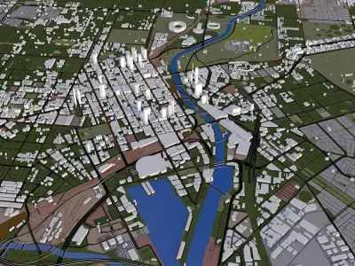 Melbourne City Australia Low-poly 3D model