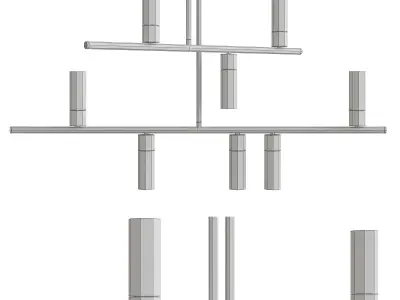 Durden 2 Rail Chandelier low poly 3d model Low-poly 3D model