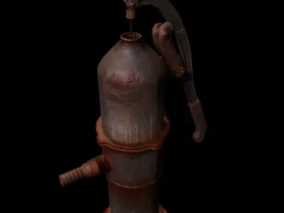Indian Style Old Rusty Handpump Low-poly 3D model