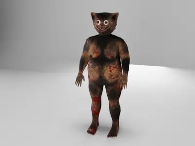 bloody cat - Scary character game ready   Low-poly 3D model