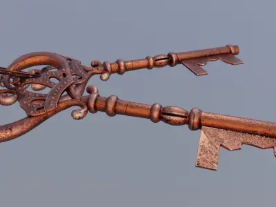 old keys made Low-poly 3D model