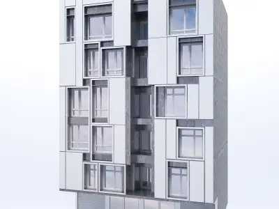 Low poly building modern apartment Low-poly 3D model