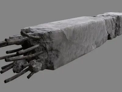 Damaged Concrete Column 04 v2 Low-poly 3D model