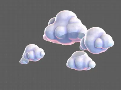 Clouds cartoon V01 Low-poly 3D model