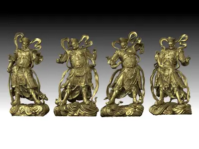 3D model of the four heavenly kings 3D print model