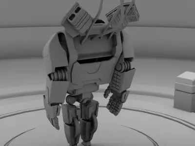 next gen robot and laboratory  rigged - animated character 3D model