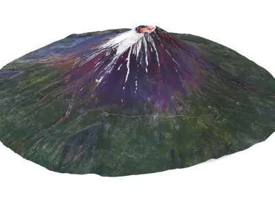 Mount Fuji - Low and High Poly Versions Low-poly 3D model