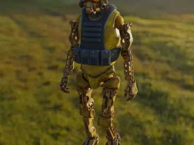 Military robot guard  Low-poly 3D model