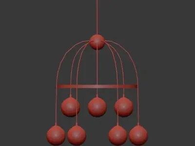 FULTON chandelier with clear glass balls and brass accents 3D model