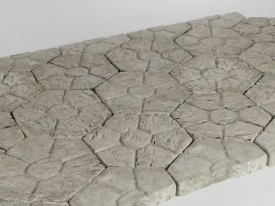 Stone tile pavement 3D model