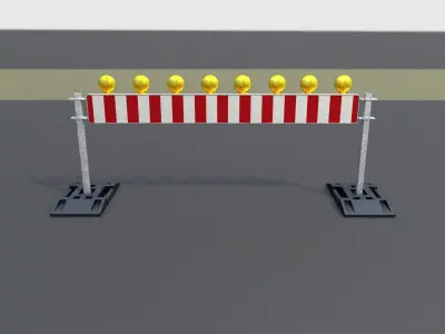 Construction Barrier 7 with animated lights 600-36 250x2400mm Low-poly 3D model