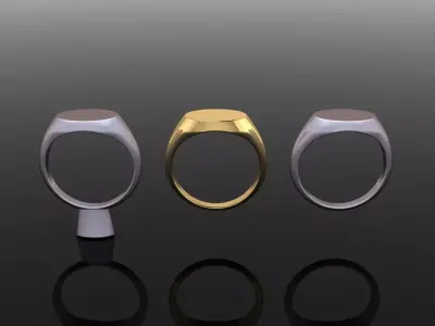 DAINTY SIDED OVAL SIGNET RING MIX SIZE 3D print model