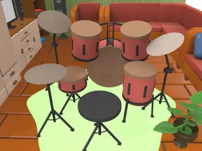 Isometric cartoon living room 02 3D model