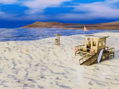 Lifeguard Cabin Low-poly 3D model