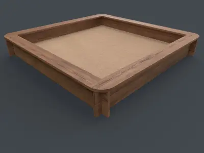 PBR Outdoor Wooden Sandbox Square B Low-poly 3D model