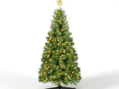 Christmas Tree with Animated Lights - 7 feet 3D model