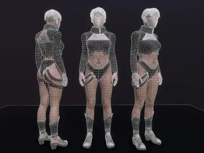 Cyberpunk Girl Low-poly 3D model