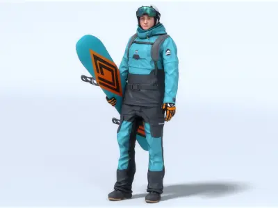 Male Snowboarder Animated HQ Editorial License 