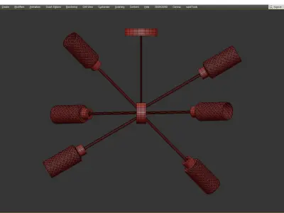 Sputnik Chandelier six cylinders Low-poly 3D model