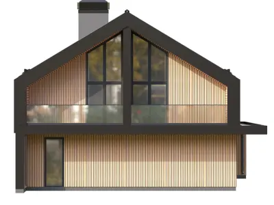 Modern barn style house Low-poly 3D model