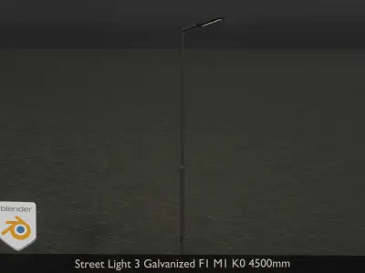 Street Light 3 Galvanized F1 M1 K0 4500mm Low-poly 3D model