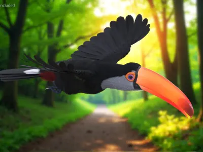  Tropical Toucan in Flight Fur for Maya 