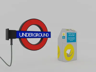 London Oyster Machine and Sign 3D model