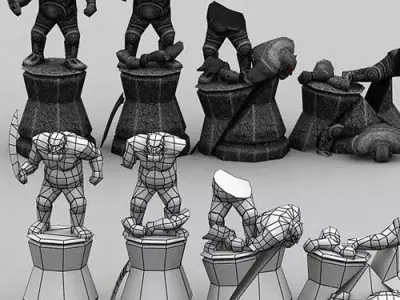 Molten chasm statues Low-poly 3D model