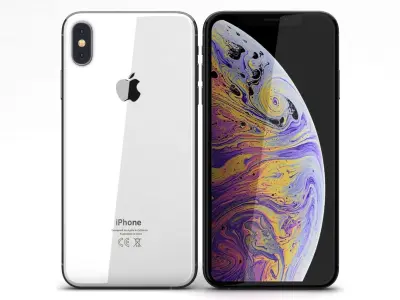 Apple iPhone XS Max Silver Low-poly 3D model