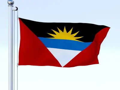 Animated Antigua and Barbuda Flag Low-poly 3D model