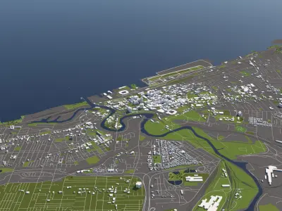 Cleveland 50x50km City Map 3D model