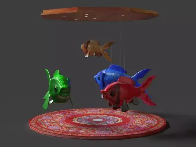Chinese Fish Lantern  Low-poly 3D model
