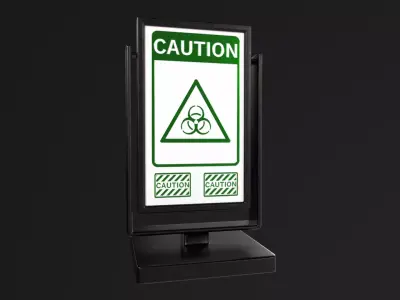 Promotional Stand with Caution and Biohazard Sign - PBR Textures 3D model