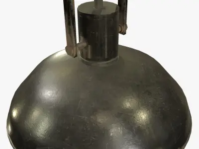 Industrial Overhead Light Fixture Game Ready PBR Textures Low-poly 3D model