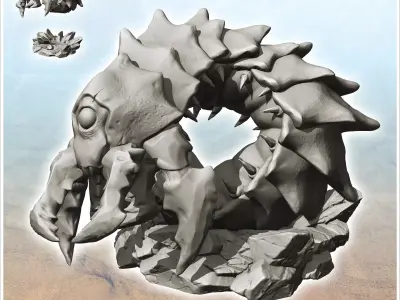 Alien creature coming out of the ground 34 - Future Sci-Fi SF Po 3D print model