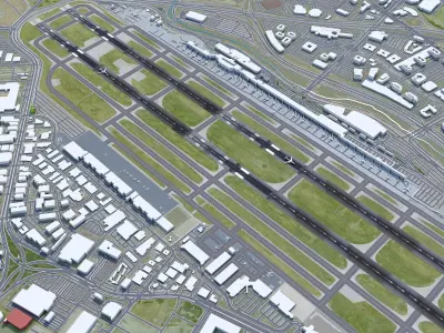 San Jose Airport 10km Low-poly 3D model